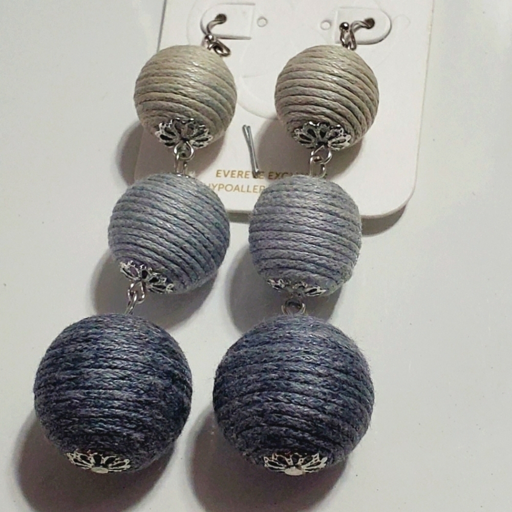 Colorful Triple Thread Ball Dangle Drop Earrings for Women Boho Multiple Ball.🌴